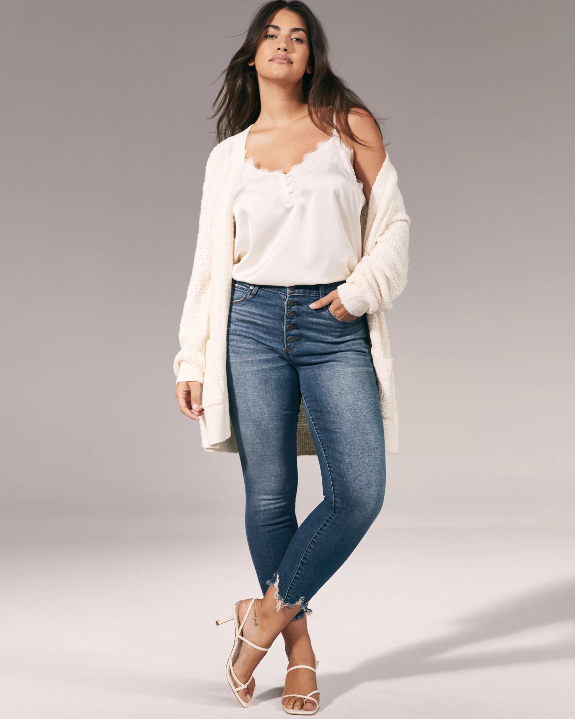 Ripped High Rise Super Skinny Ankle Jeans | Abercrombie & Fitch US & UK