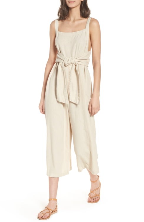 BP. Linen Blend Tie Front Crop Jumpsuit | Nordstrom