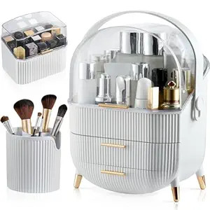 CANITORON Makeup Storage Organizer,Cosmetics Display Case with Brush,Lipstick Organizer and Trans... | Amazon (US)