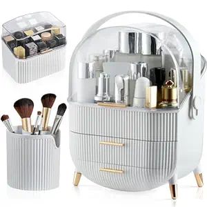 CANITORON Makeup Storage Organizer,Cosmetics Display Case with Brush,Lipstick Organizer and Trans... | Amazon (US)