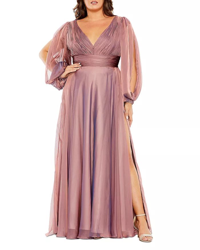 V Neck Split Sleeve Gown | Bloomingdale's (US)