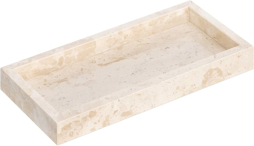 Navaris Travertine Jewellery Tray - 25 x 12 x 3 cm - Natural Stone Beige Organiser Dish - Decorat... | Amazon (US)