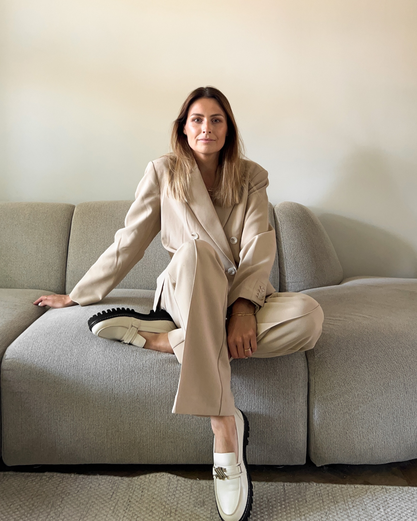 All suited up! This beige suit is perfect for the office. #beige #suit #workwear #loafers

#LTKeurope #LTKstyletip #LTKworkwear