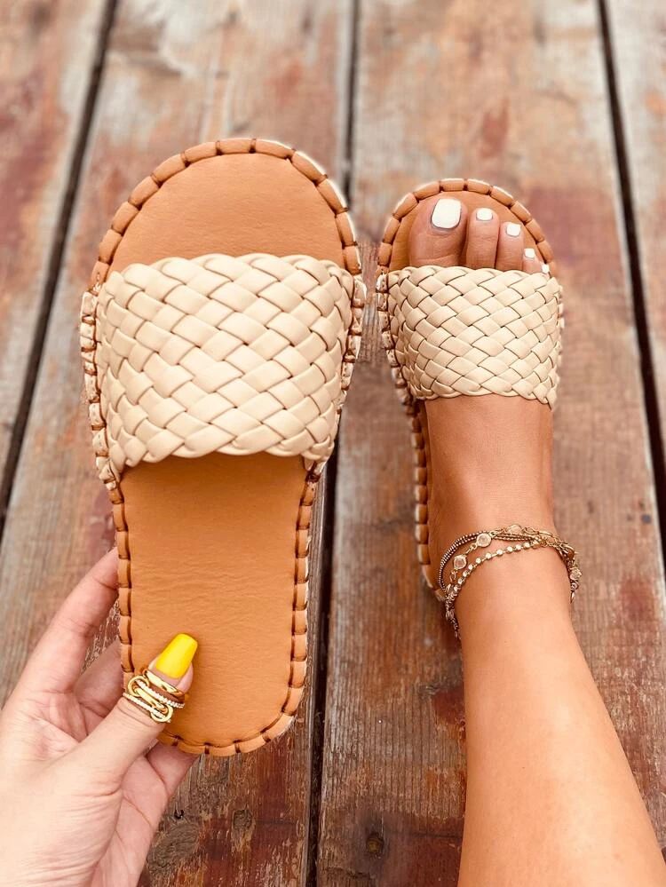 Braided Wide Fit Slide Sandals | SHEIN