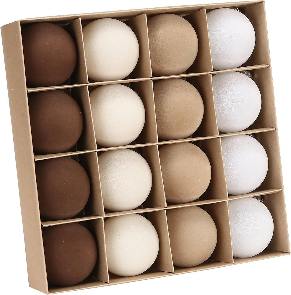 Sea Team 16-Pack Flocked Velvet Christmas Tree Ball Ornaments Set, Decorative Hanging Baubles, Sh... | Amazon (US)