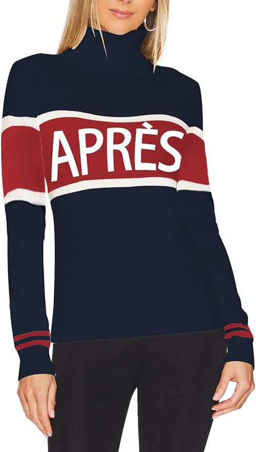 Women Turtleneck Sweaters Stripe Sleeve Lightweight Shirts Apres Ski Tops Fashion Winter Thermal ... | Amazon (US)