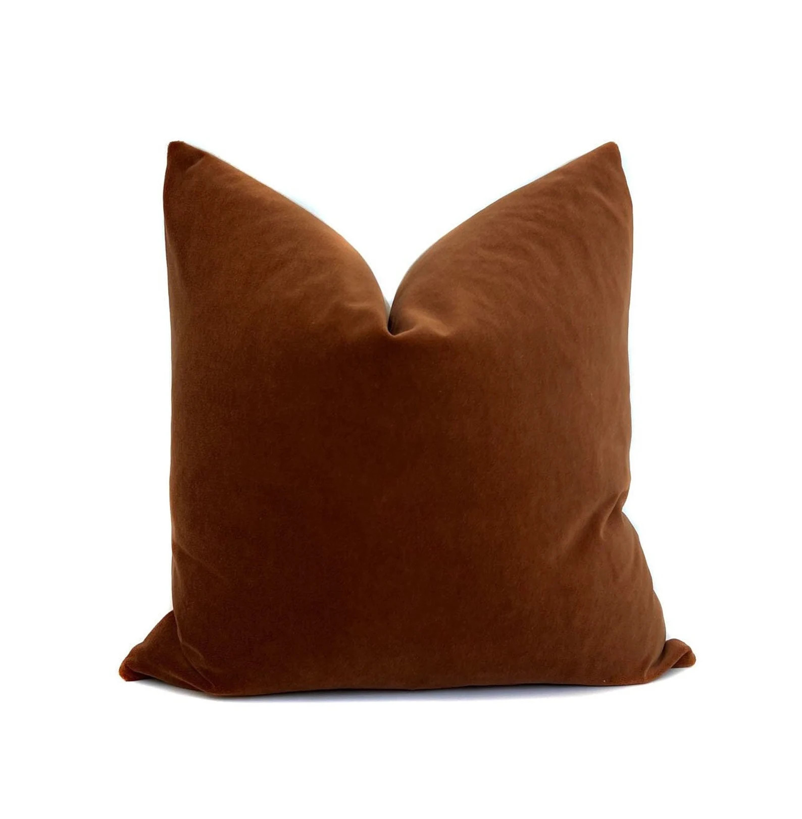 Rust Velvet Pillow Cover: Terracotta Accent Pillow, Linen Back - Etsy | Etsy (US)