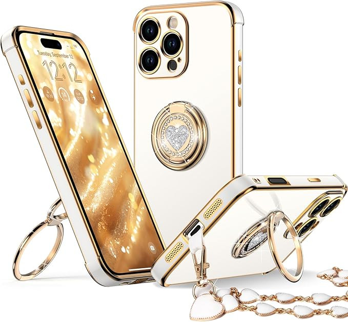 XYZ for iPhone 16 Pro Case with Stand, Phone Case with Double Ring Kickstand, Women Girls Bling L... | Amazon (US)
