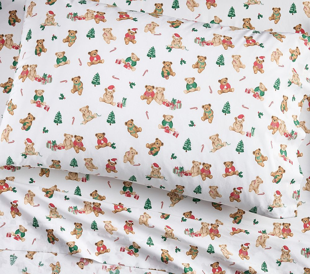 Holiday Teddy Bears Organic Sheet Set | Pottery Barn Kids