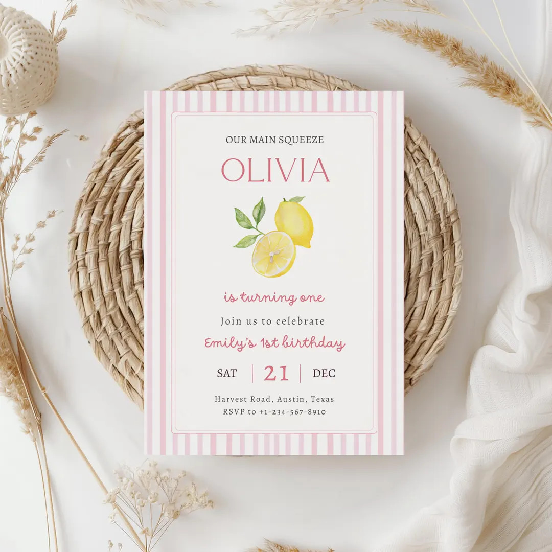 Editable Our Main Squeeze Lemon Birthday Invitation, Lemon Birthday Invite, Citrus Lemon Birthday... | Etsy (US)