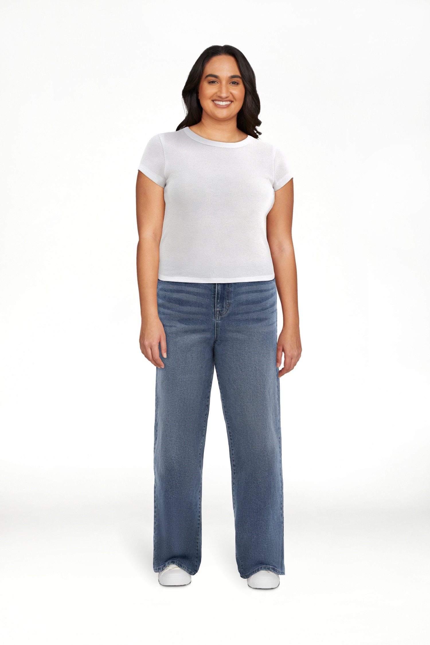 No Boundaries Waffle Tee, Women's | Walmart (US)