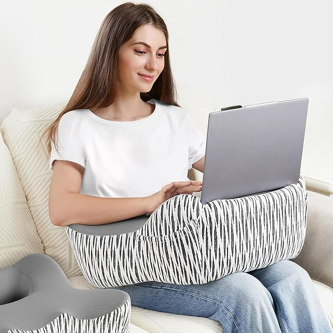 DONAMA Reading Pillow for Gaming, Lap Desk Pillow for Laptop, Arm Rest Pillow with Side Pockets, ... | Amazon (US)