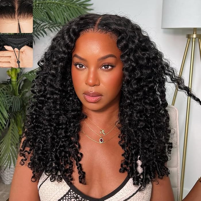 ABALON 13x6 Burmese Curly Glueless Wigs Human Hair Pre Plucked Pre Cut HD Lace 210% Density 13x6 Lace Front Wigs Human Hair 24 Inch No Glue Wear and Go Drawstring Curly Wig for Women Natural Color | Amazon (US)
