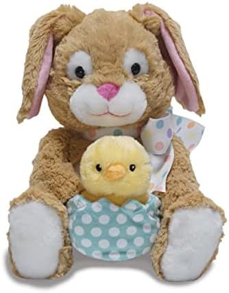 Cuddle Barn - Hip & Hop | Cute Animated Brown Easter Bunny Stuffed Animal Plush Toy Holding Chick in | Amazon (US)
