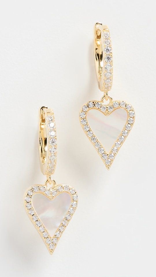 By Adina Eden Elongated Heart Huggie Earrings | SHOPBOP | Shopbop