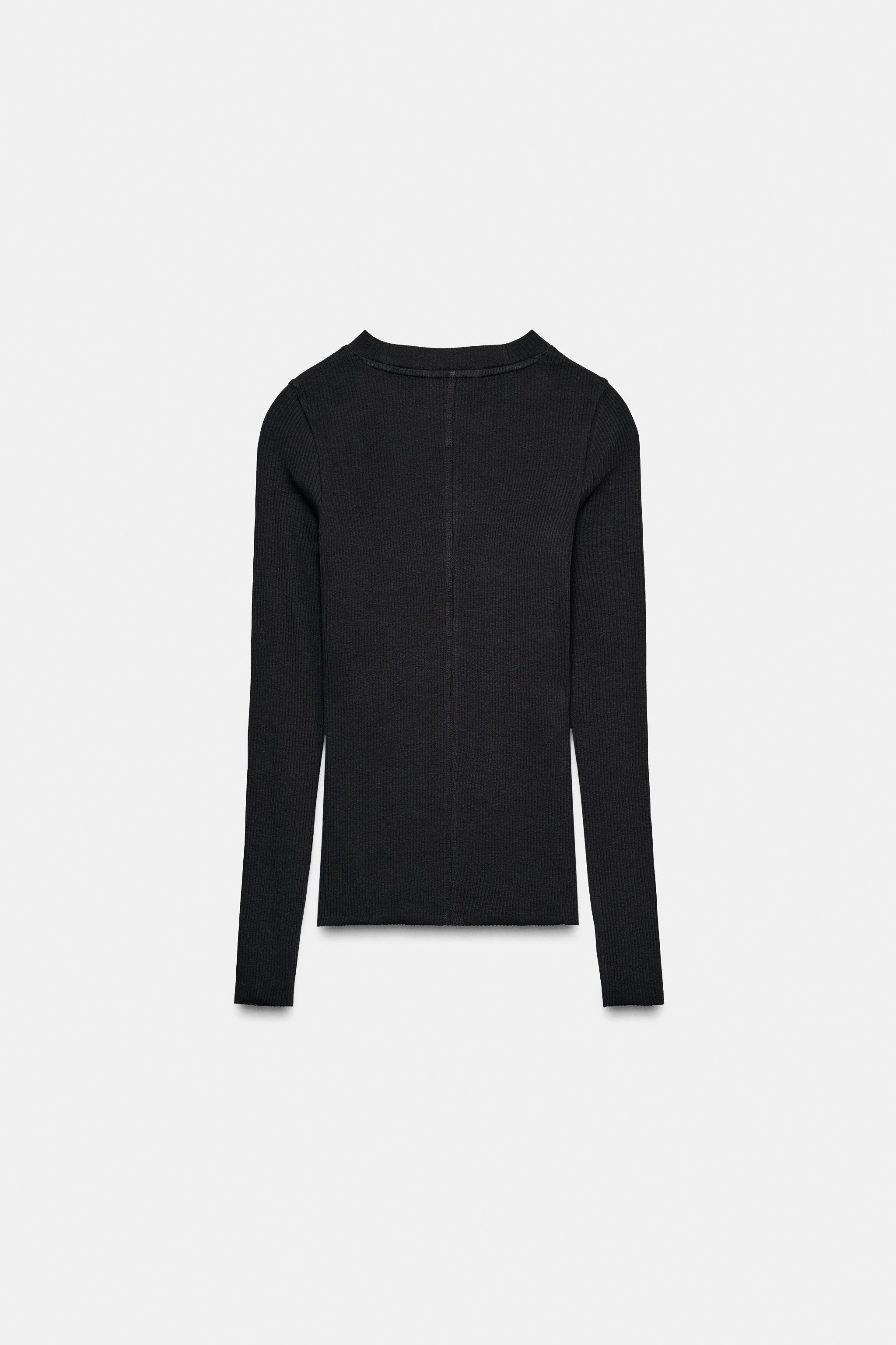 LONG SLEEVE RIBBED T-SHIRT | Zara US