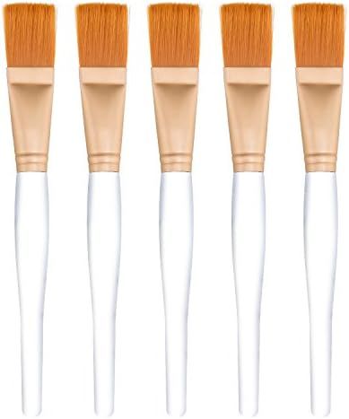 Facial Mask Brush Makeup Brushes Cosmetic Tools with Clear Plastic Handle, 5 Pack (Gold with Yell... | Amazon (US)