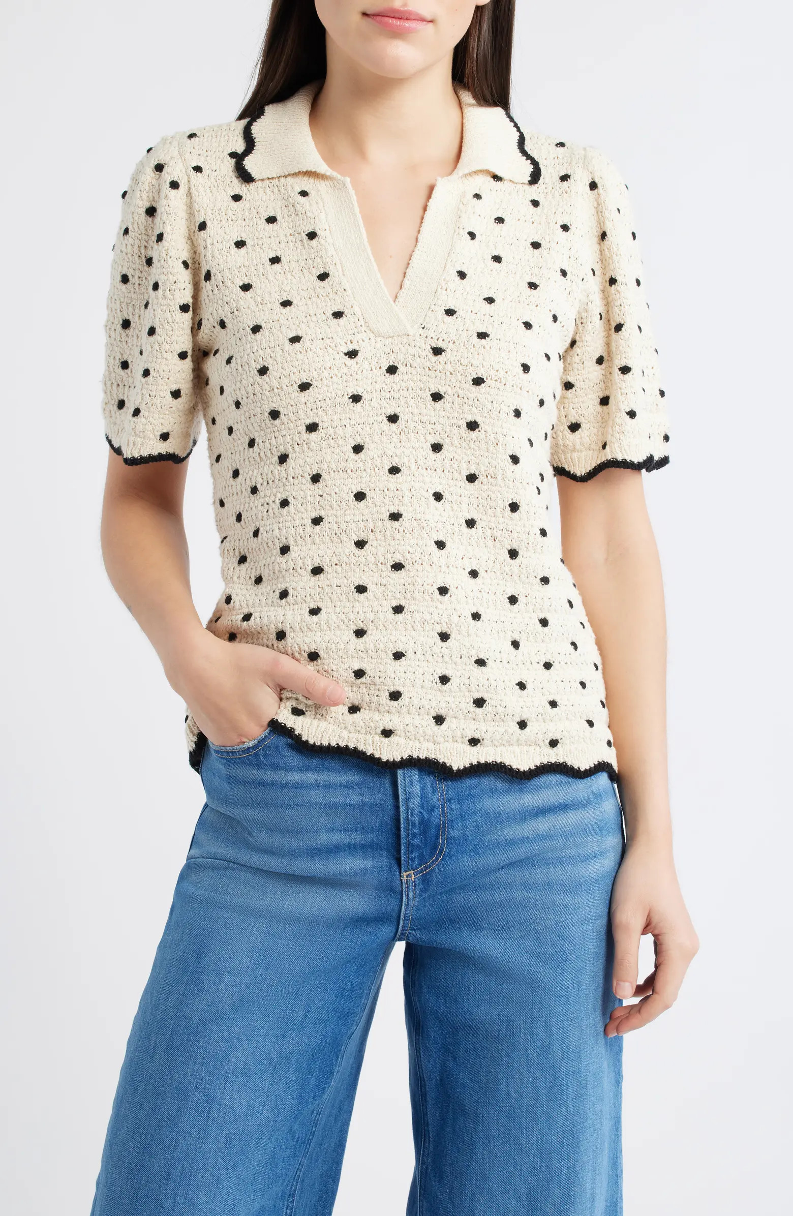 Dot Collar Sweater | Nordstrom