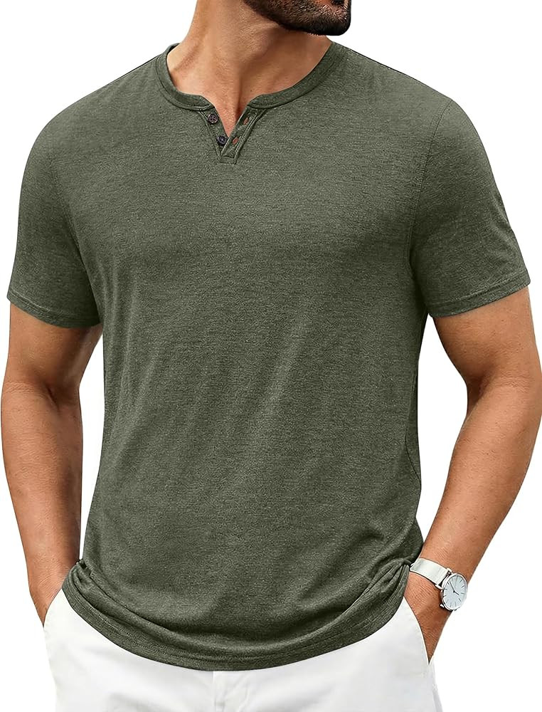 COOFANDY Men's T Shirts Short Sleeve Casual V Neck T-Shirt Soft Notch Neck Tee Classic Plain Shir... | Amazon (US)