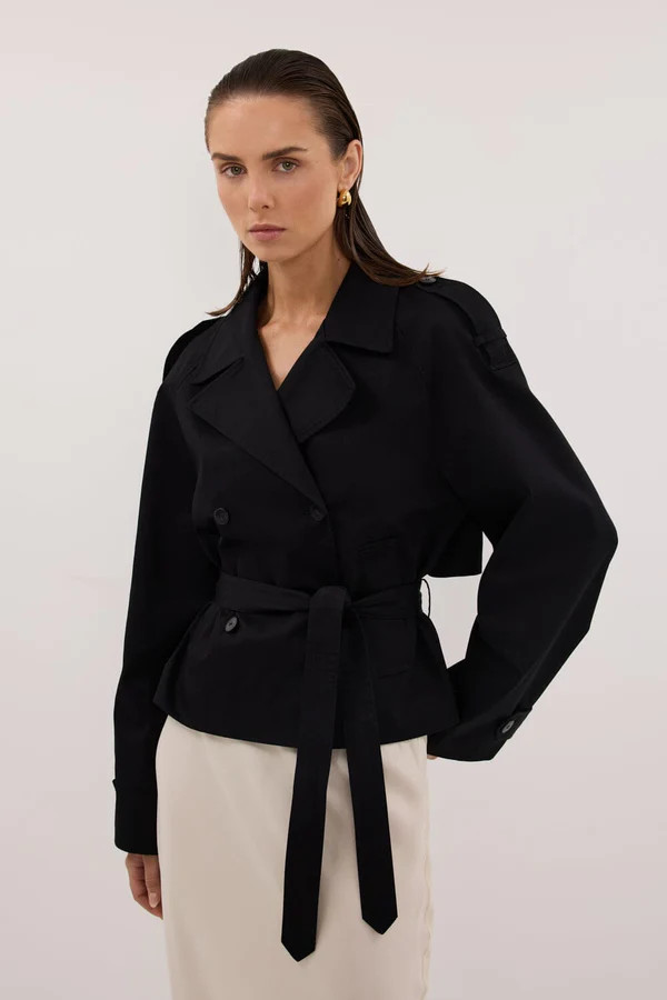 GABRIEL BLACK CROPPED TRENCH COAT | DISSH