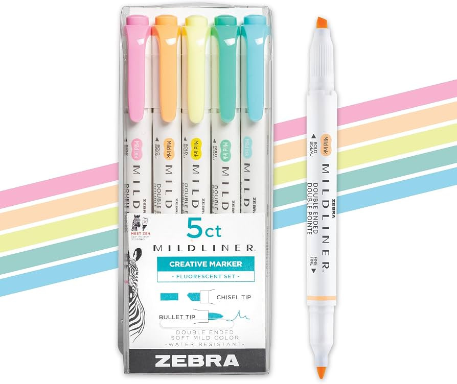 Amazon.com : Zebra Pen Mildliner Dual-Tip Highlighter Marker Set, Broad and Fine Point Tips, No B... | Amazon (US)