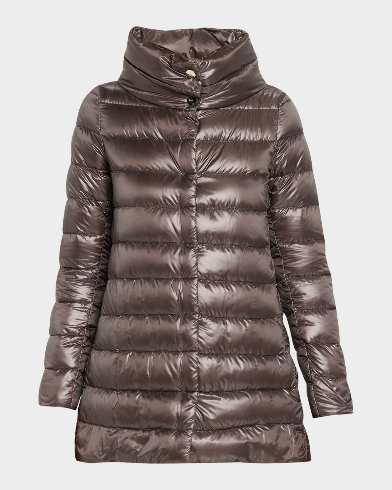 Amelia Ultra-Light A-Line Down Jacket | Neiman Marcus