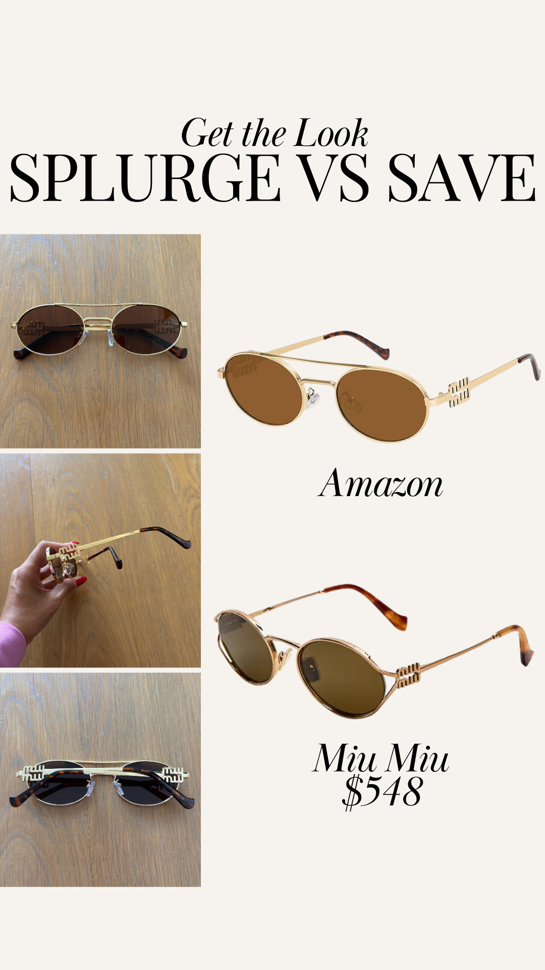 Miu Miu Sunglasses look for less from Amazon! Designer sunglasses, designer similar, splurge vs save, amazon sunglasses 

 

#LTKFindsUnder50