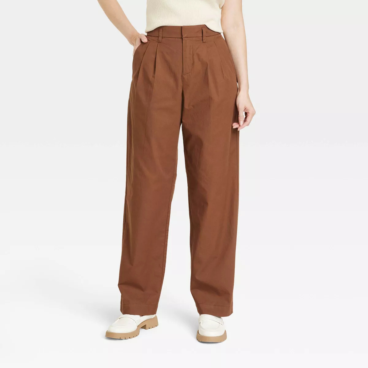 Women's High-Rise Pleat Front Straight Chino Pants - A New Day™ | Target
