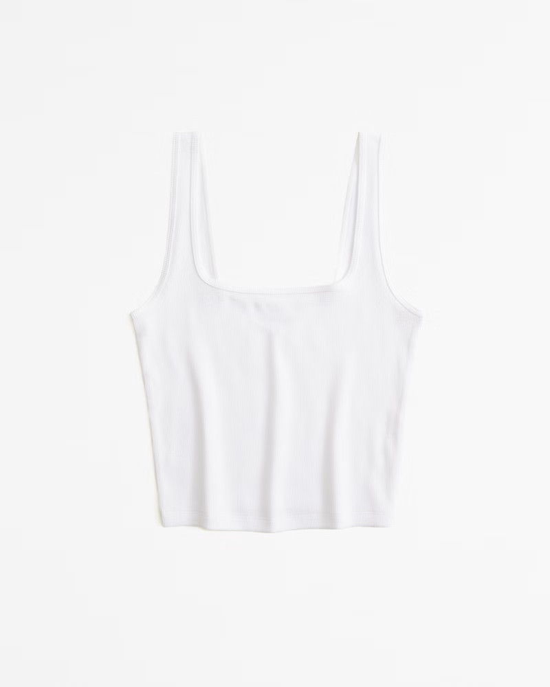 Women's Essential Cropped Squareneck Rib Tank | Women's Tops | Abercrombie.com | Abercrombie & Fitch (US)