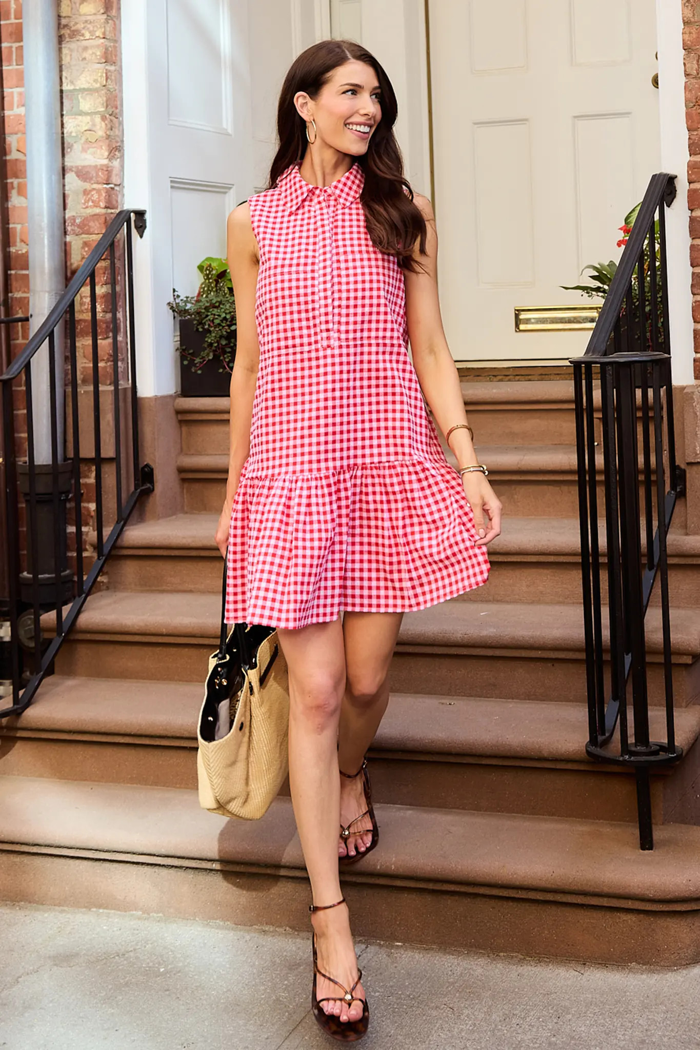 Georgie Red Gingham Short Dress | Avara