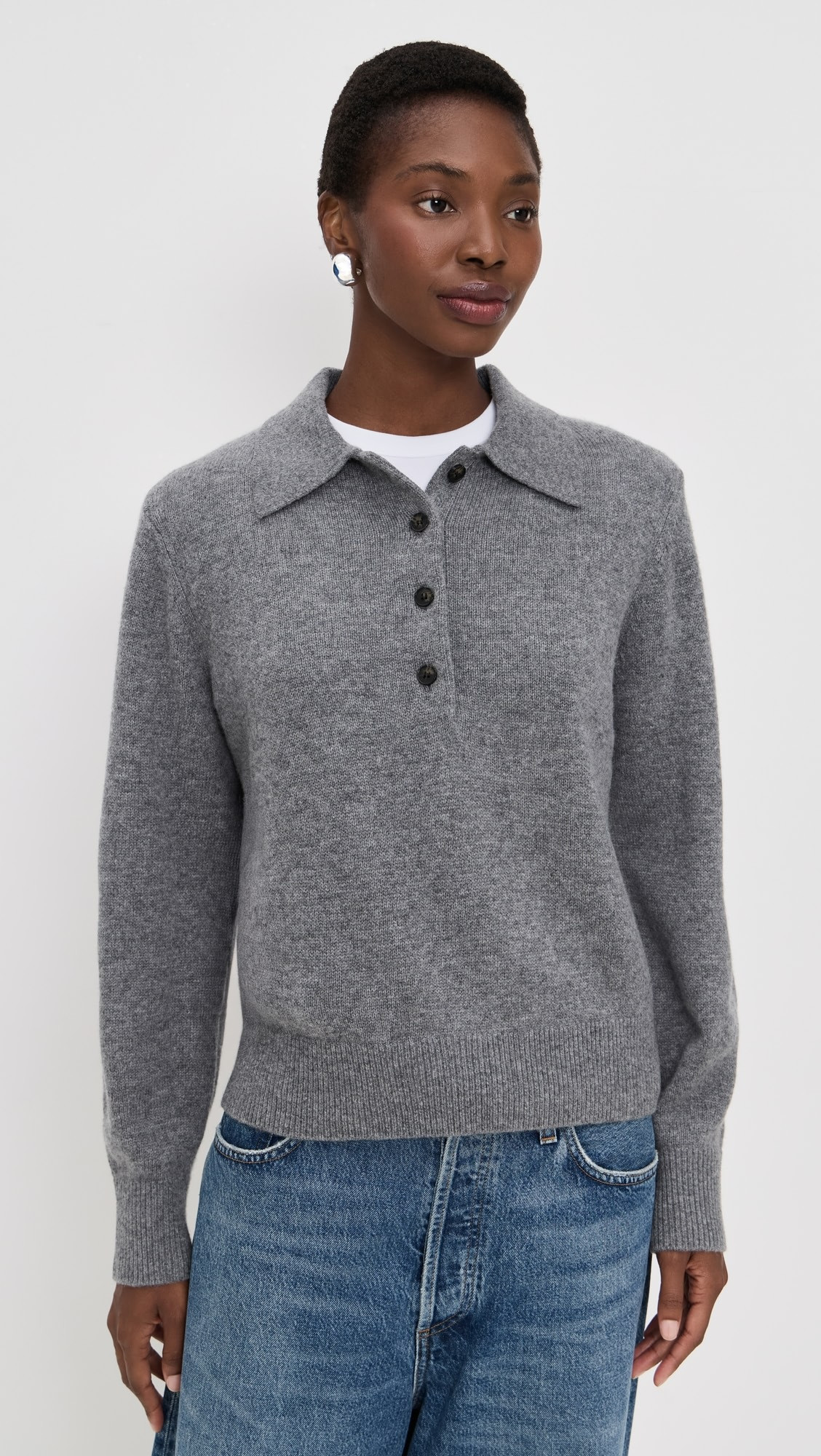 The Cashmere Polo in Heather Grey | Shopbop
