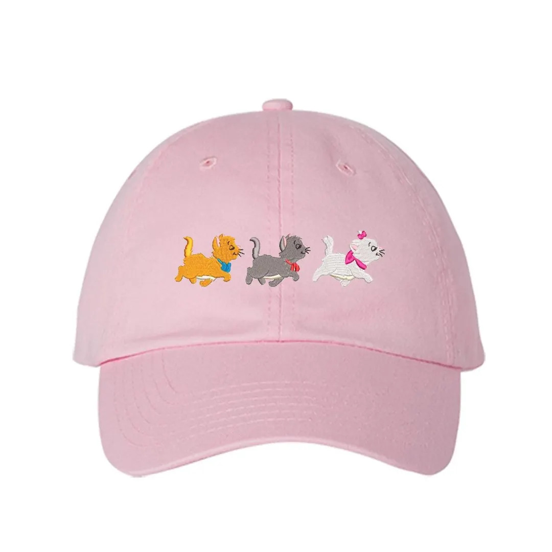 3 Aristocats embroidered Hat Cute Marie pink bow Berlioz Toulouse Disney cats Adult Kid Size Hats | Etsy (US)