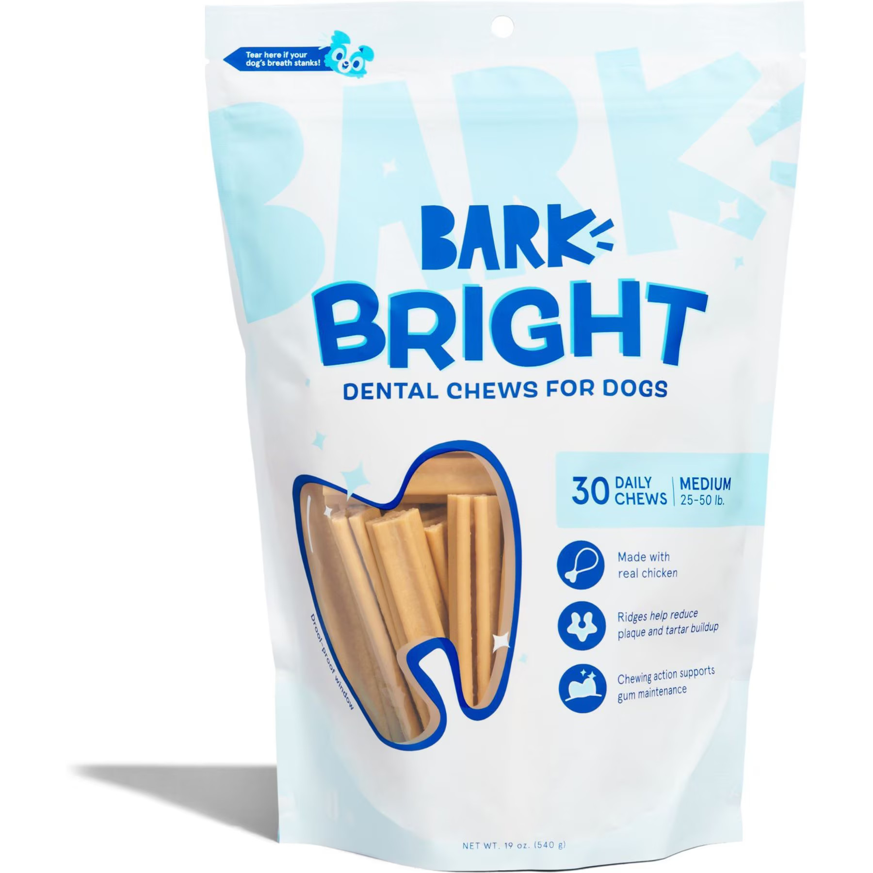BARK Bright Medium Chicken Flavored Dental Dog Treats, 30 count | Chewy