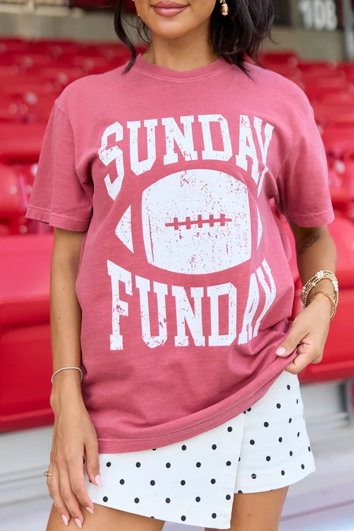 Sunday Funday Crimson Graphic Tee | Pink Lily