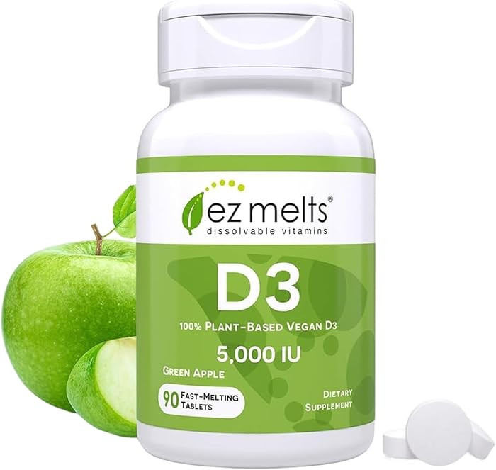 EZ Melts Dissolvable Vitamin D3 5,000 IU - Vegan Vitamin D Supplement for Bone & Teeth Support - ... | Amazon (US)