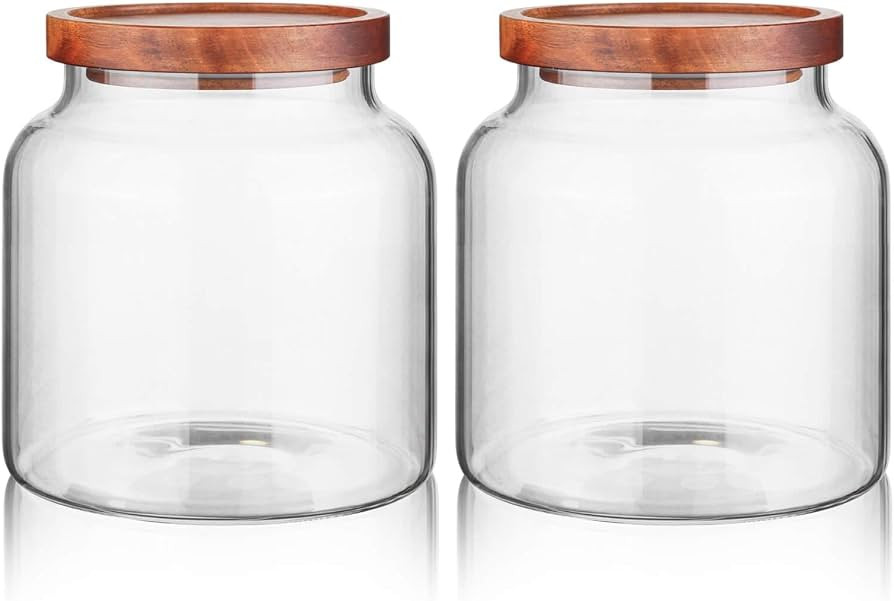 54 Oz 2 Pack, Wide Mouth Glass Food Storage Jars for Pantry Organization, Ideal for Candy, Cookie... | Amazon (US)