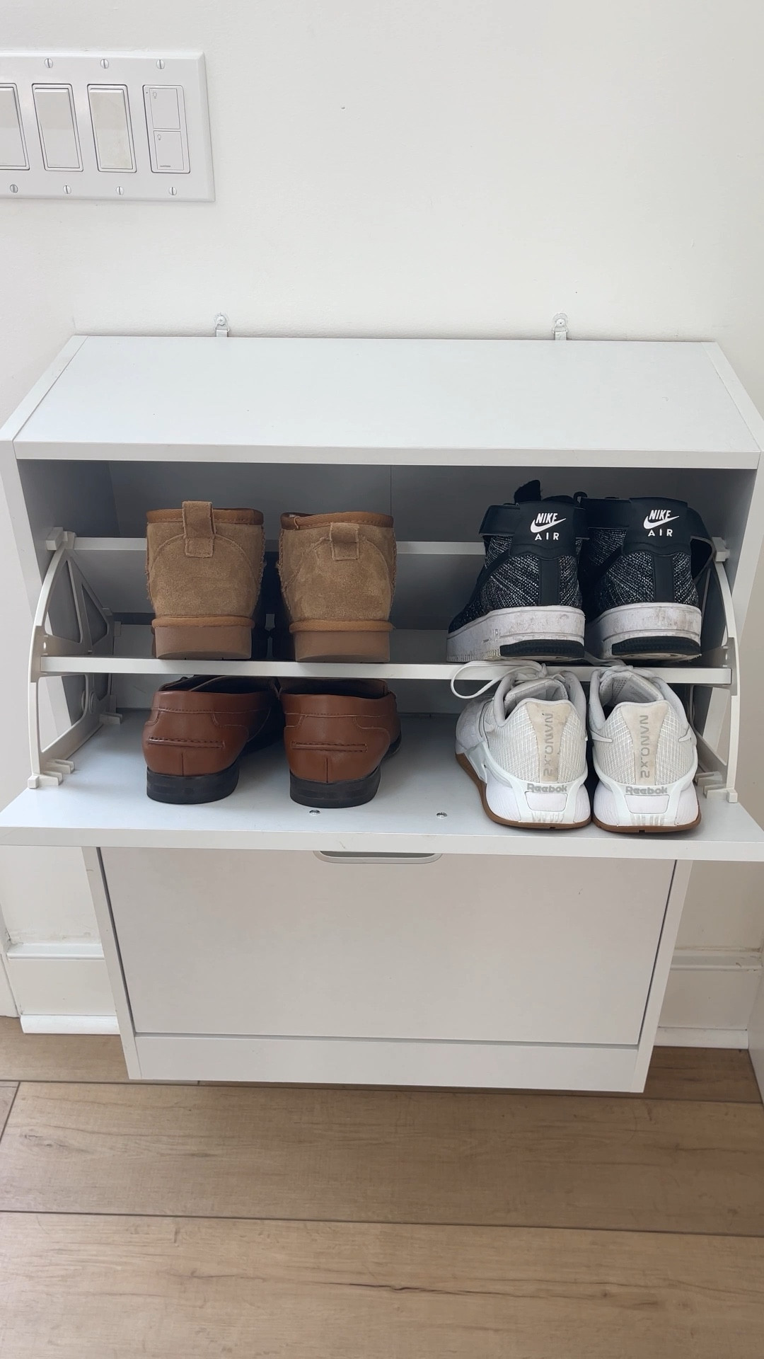 This show storage cabinet is perfect for entryways and small spaces. We love using it by our back door! #organization #storage #amazonfinds 

#LTKhome #LTKfindsunder100 #LTKsalealert