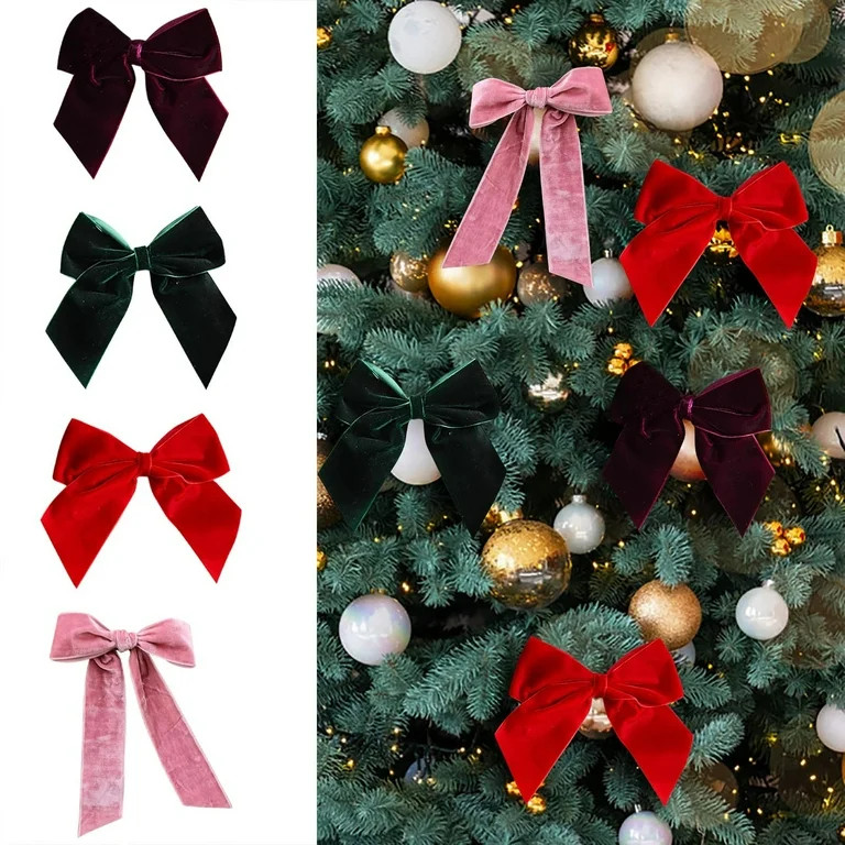 VBODN Christmas,6 of Velvet Bows for Christmas Tree Decoration Flower Garlands Flower Garlands Ve... | Walmart (US)