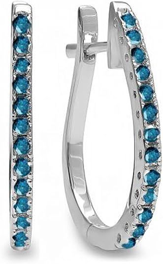 Dazzlingrock Collection 18K Ladies Hoop Earrings 1/4 CT, White Gold | Amazon (US)