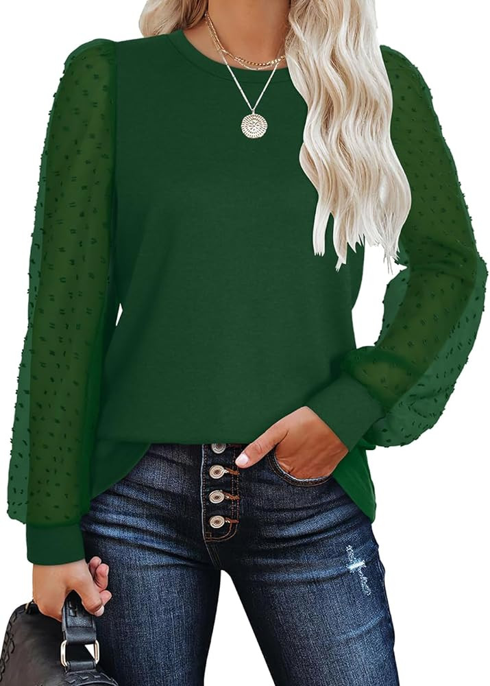 WIHOLL Long Sleeve Shirts for Women Tops Tunic Fall Trendy Crew Neck Clothes | Amazon (US)