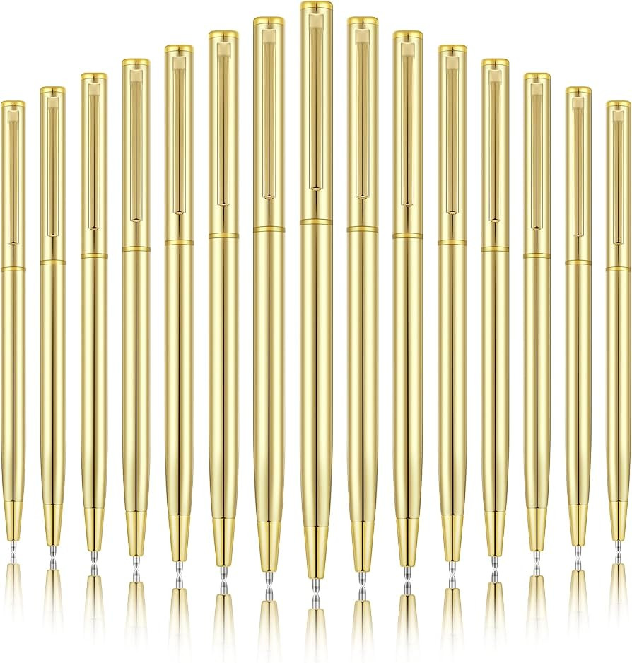 Zonon Gold Metal Slim Ballpoint Pens Bulk Retractable Metallic Black Ink 1 mm Medium Point Smooth... | Amazon (US)