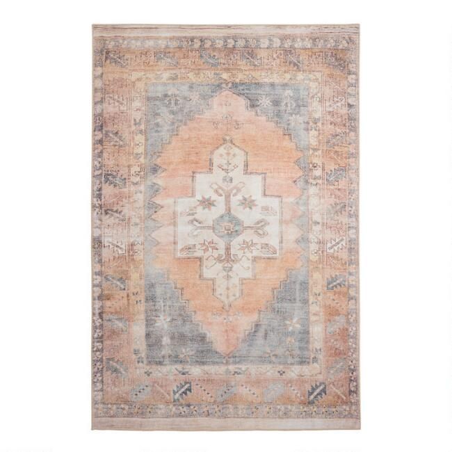 Blush and Blue Persian Style Chelsea Area Rug | World Market