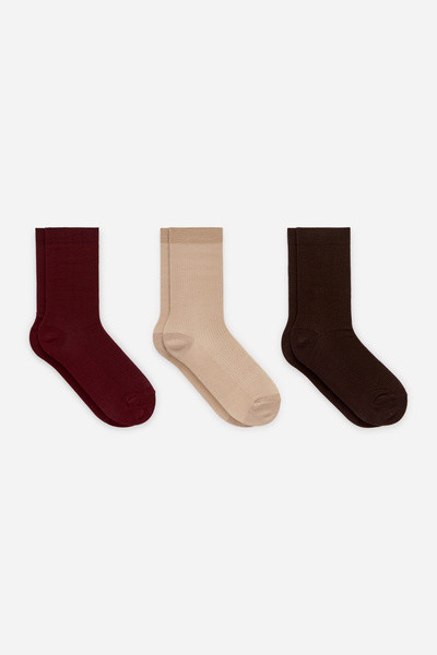 Cotton Rib Socks Set of 3 – Dark Red/Beige/Brown – ARKET GB | Arket UK