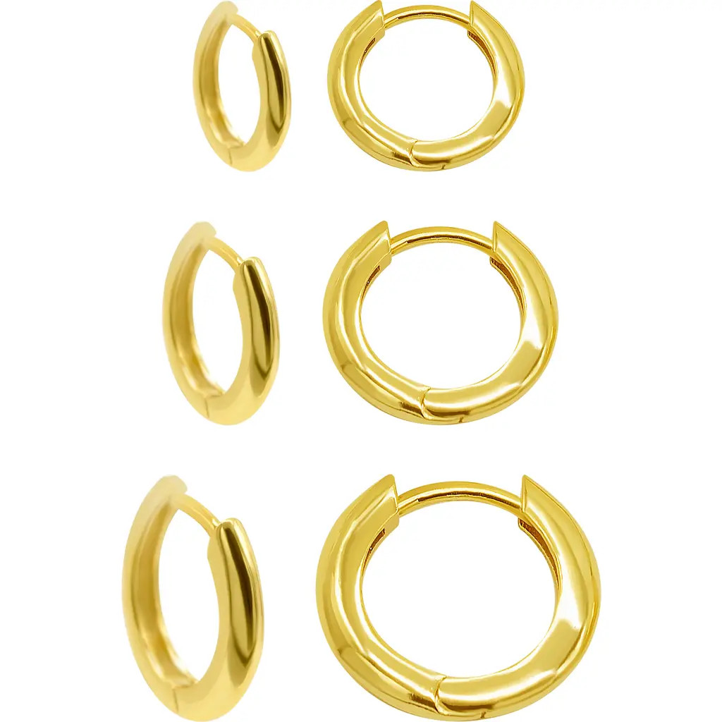 Adornia Set of 3 Huggie Hoop Earrings in Gold at Nordstrom Rack | Nordstrom Rack