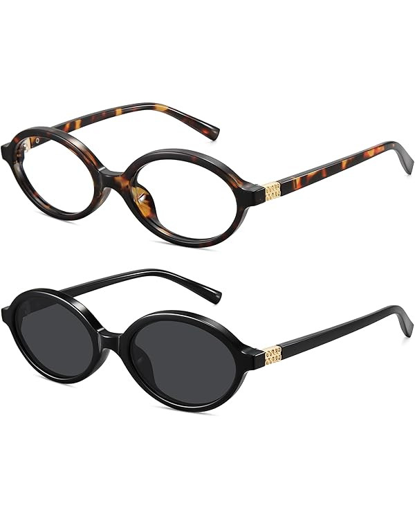 WOWSUN Retro Oval Sunglasses Womens Trendy Sun Glasses Sunnies UV400 Protection | Amazon (US)
