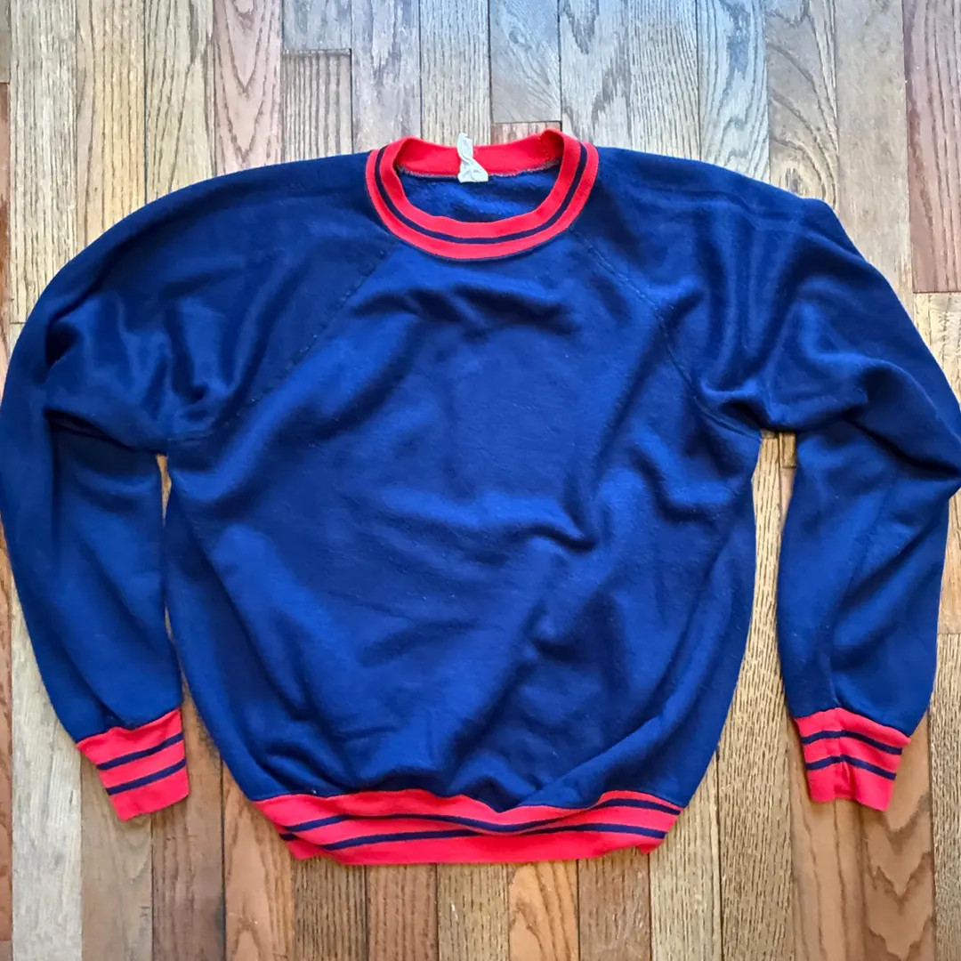 Vintage JC Penney Raglan Sweatshirt Small Medium | Navy Red Trim 70s 80s Athletic Pullover - Etsy | Etsy (US)