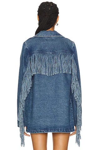 Sierra Fringe Jacket in Blue Indigo | Revolve Clothing (Global)