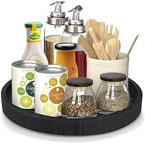 Lazy Susan Turntable Cabinet Organizer, Wood Kitchen Turntable Storage Organizer for Kitchen Cabi... | Amazon (US)