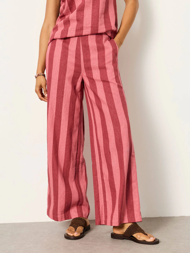 FatFace Bea Rust Red Wide Stripe Wide Leg Trousers | Next EU