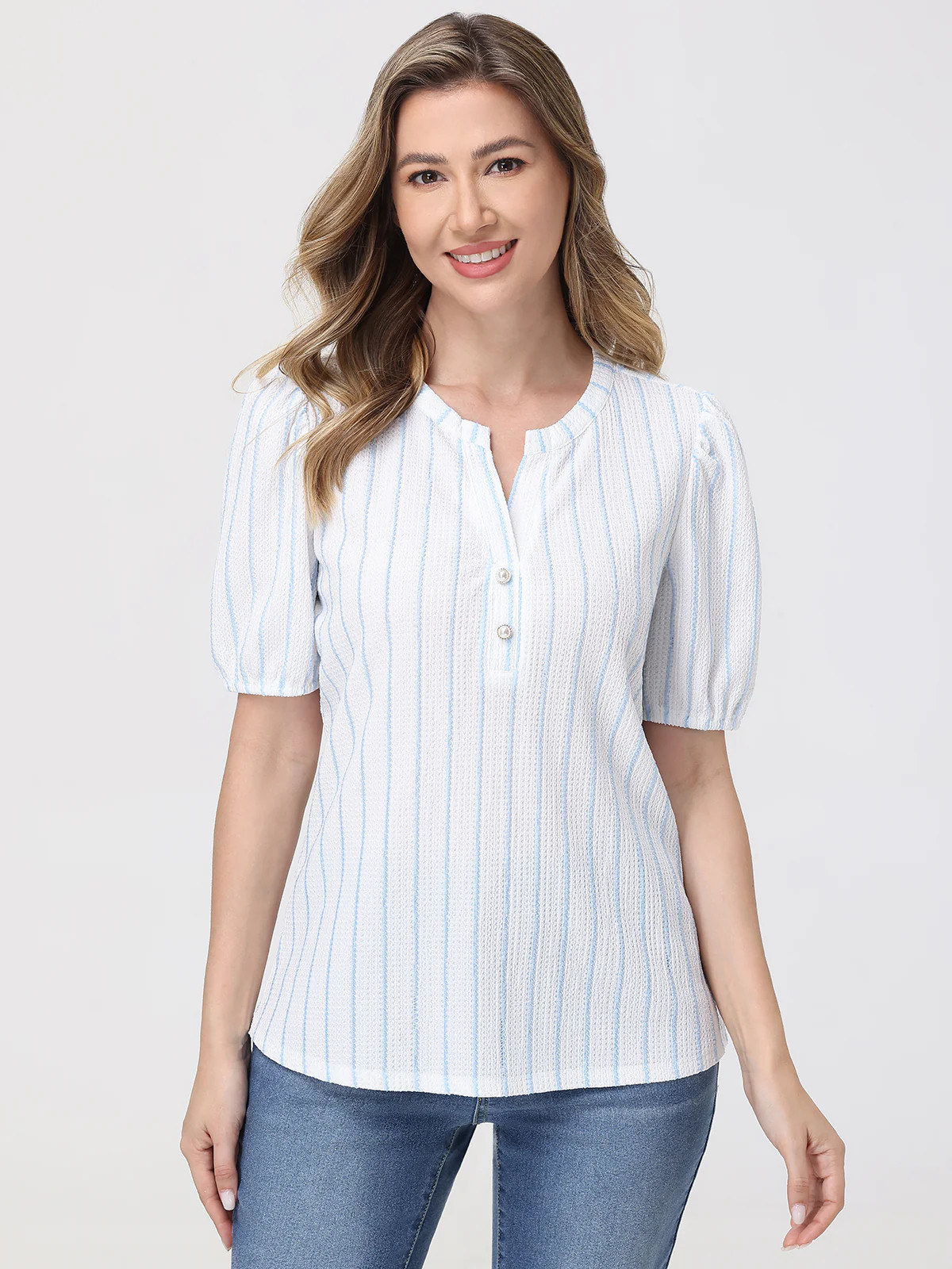 89th & Madison Henley Puff Sleeve Top | 89th + Madison